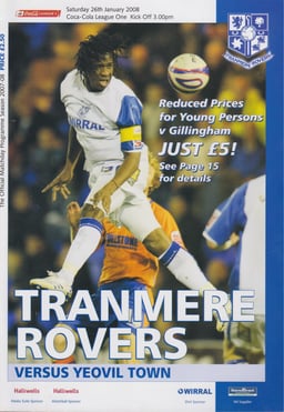 Tranmere Rovers v Yeovil Match Programme 2008-01-26